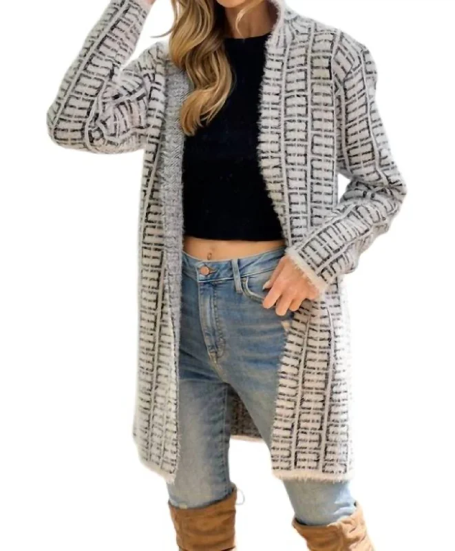 women's cozy sweatersRochelle Eyelash Knit Cardigan In Ivory