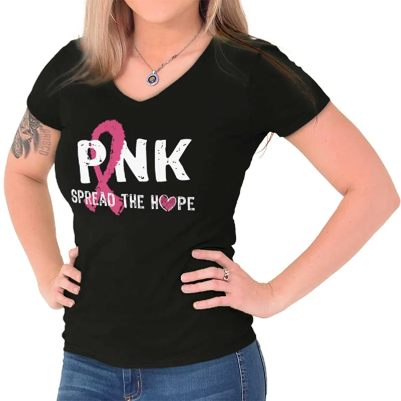 eco-friendly women’s T-shirtsBreast Cancer Awareness Junior Fit V-Neck T Shirt