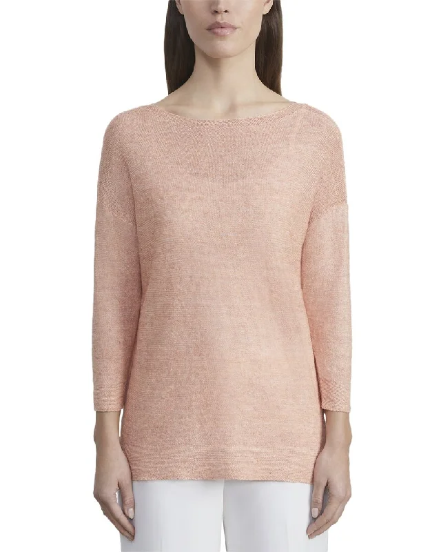 moisture-wicking sweaters for womenLafayette 148 New York Ombre Bateau Neck Linen-Blend Pullover