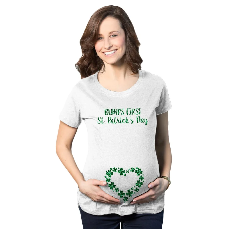 trendy women’s T-shirtsBumps First St. Patrick’s Day Maternity T Shirt