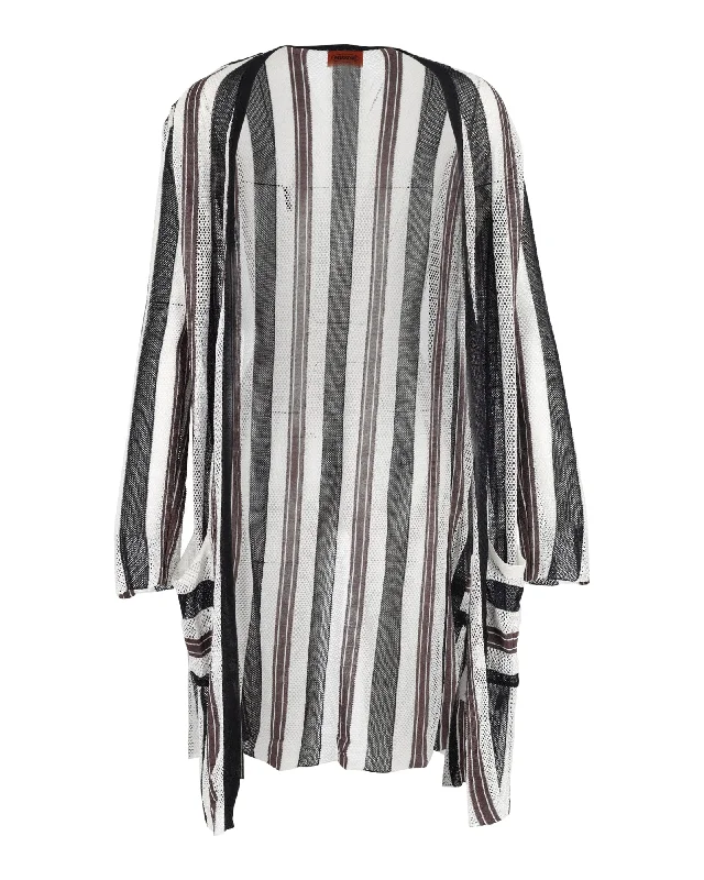 sweaters for women with buttonsMissoni Striped Long Cardigan in Black and White Rayon