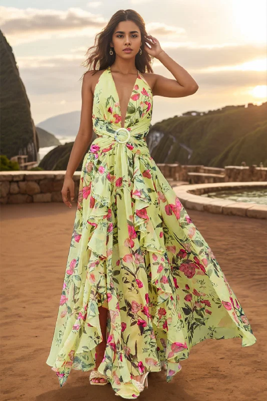 Elegant cocktail dresses & jumpsuitsBackless Printed Plunge Sleeveless Dress