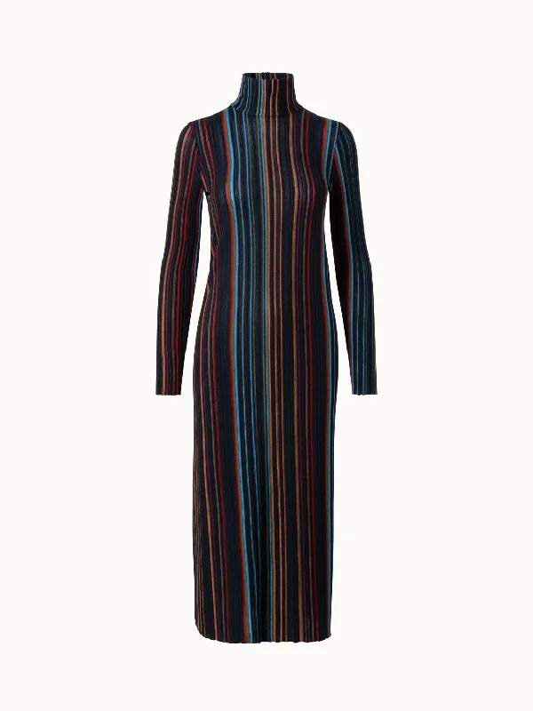 Modern dresses & jumpsuits for workWool Silk Knit Tube Dress with Small Irregular Stripes