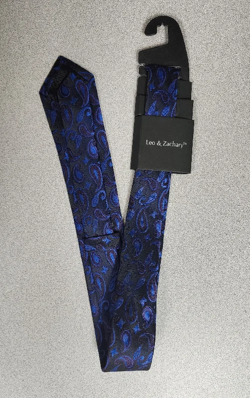 women's tie front topsBoys Blue/Black Paisley Tie