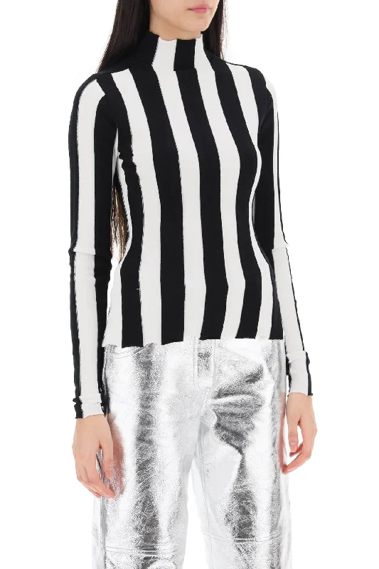 women's sweaters with pocketsInterior Ridley Striped Funnel-Neck Sweater