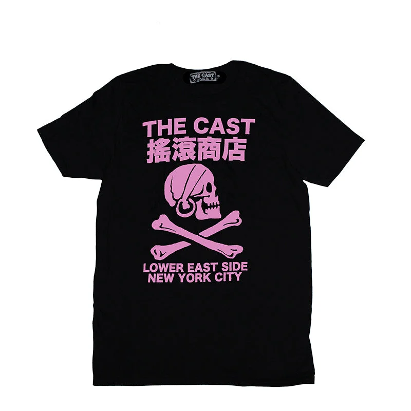 soft and stylish women’s T-shirtsTHE CAST T - BLACK W/PINK INK