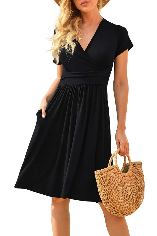 Summer cocktail dresses & jumpsuitsSummer Casual Midi Dress with Pockets, Short Party Dress