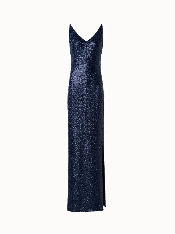 Petite size dresses & jumpsuitsJersey Sequins V-Neck Gown