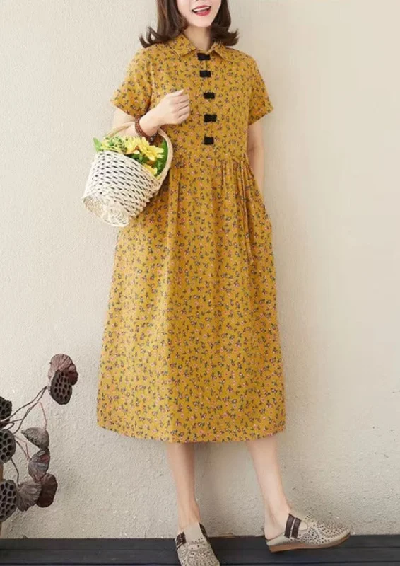 Vintage floral dresses & jumpsuitsStyle Floral Print Loose Ladies Elegant A-line Long Dress