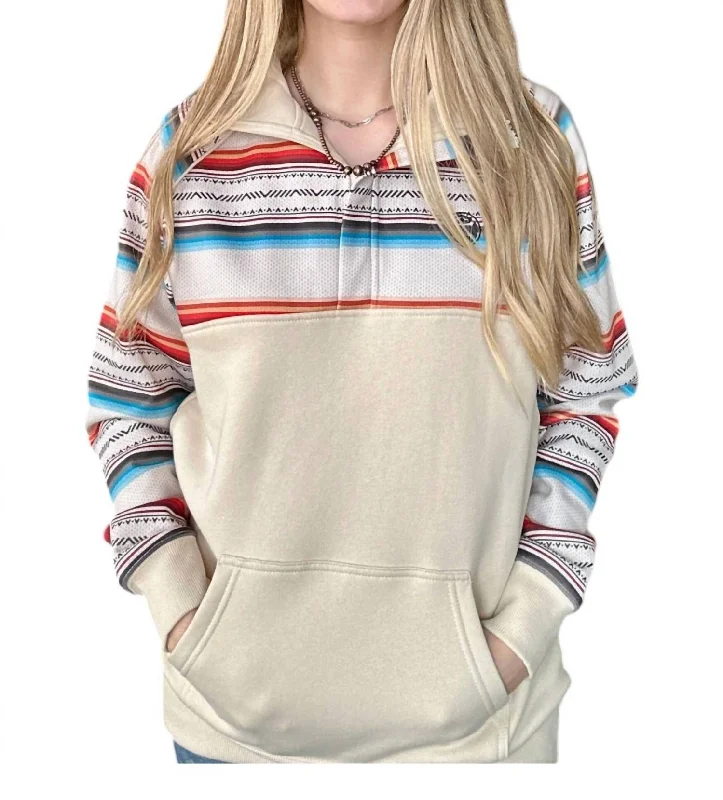 women's neutral tone sweatersSerape 1/4 Zip Pullover In Cream