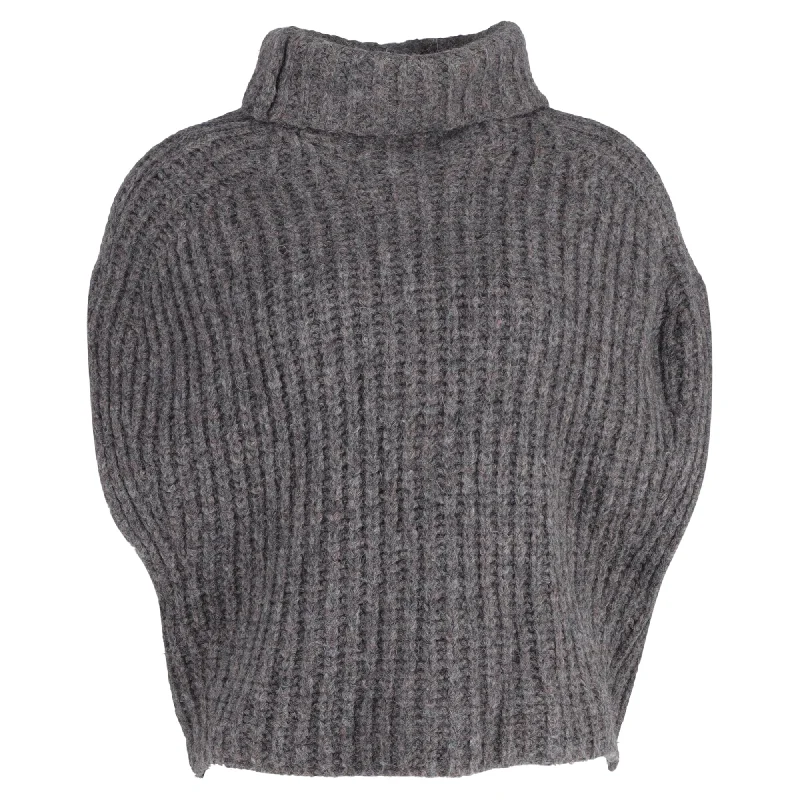 fall sweaters for womenIsabel Marant Ivy Turtleneck Sleeveless Sweater in Grey Wool