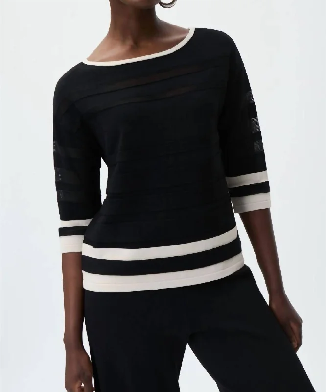 women's trendy fall sweatersKnit Top Sweater In Black/moonstone