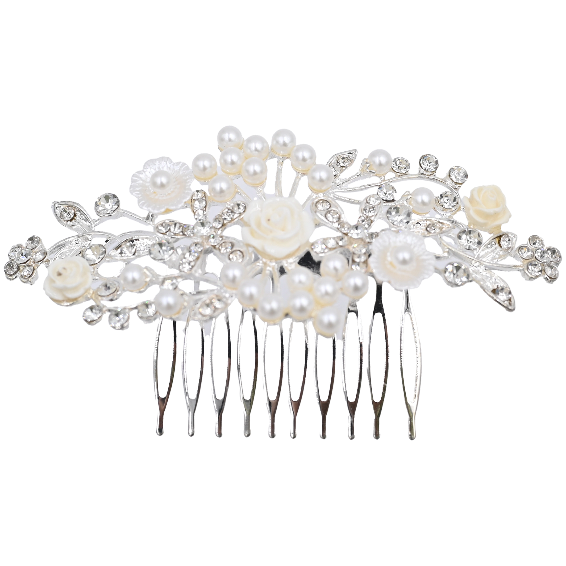 high fashion women's topsCrystal Pearl and Ivory Floral Hair Comb