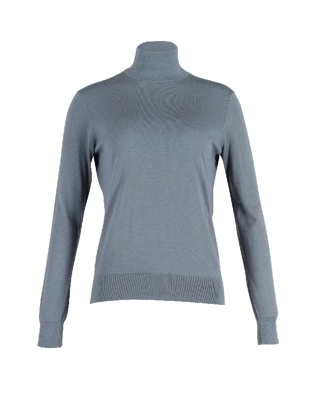 women's short-sleeve sweatersTheory Turtleneck Sweater in Blue Wool