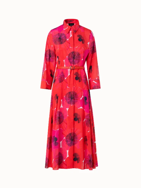 Relaxed fit dresses & jumpsuitsCotton Midi Shirt Dress in Poppy Print