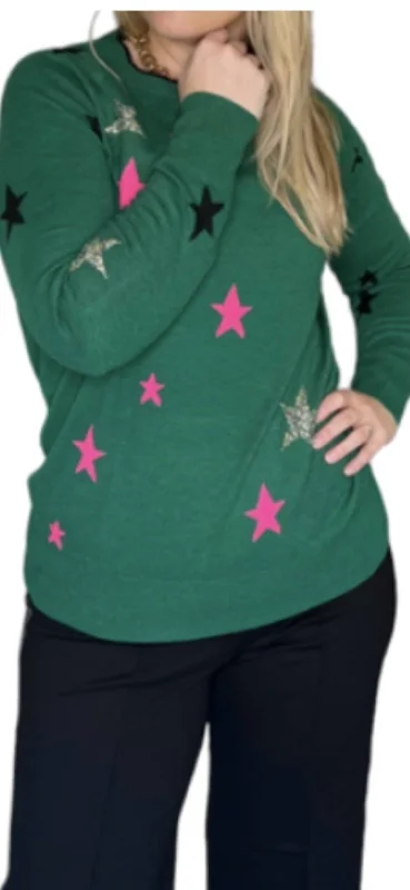 cute sweaters for womenIntarsia Stars Sweater In Green