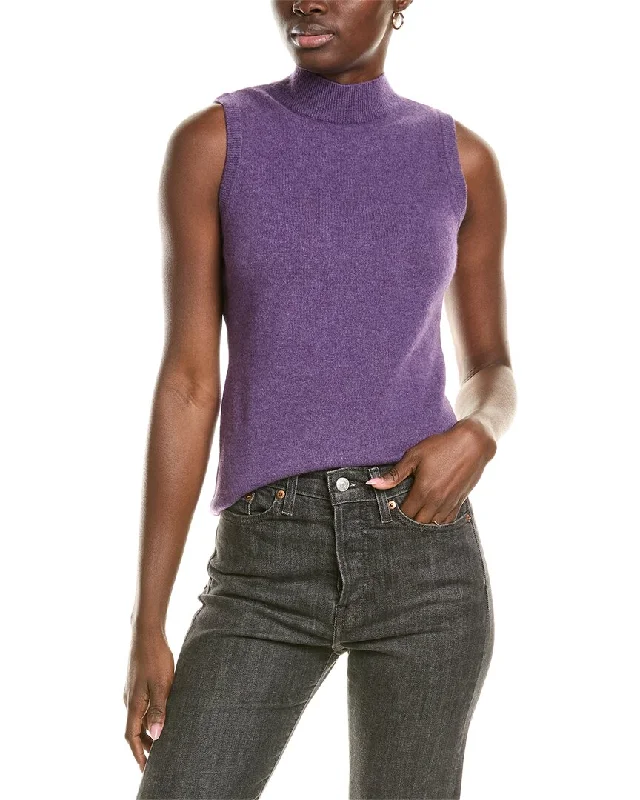 minimalist women's sweaterssofiacashmere Mock Neck Cashmere Tank