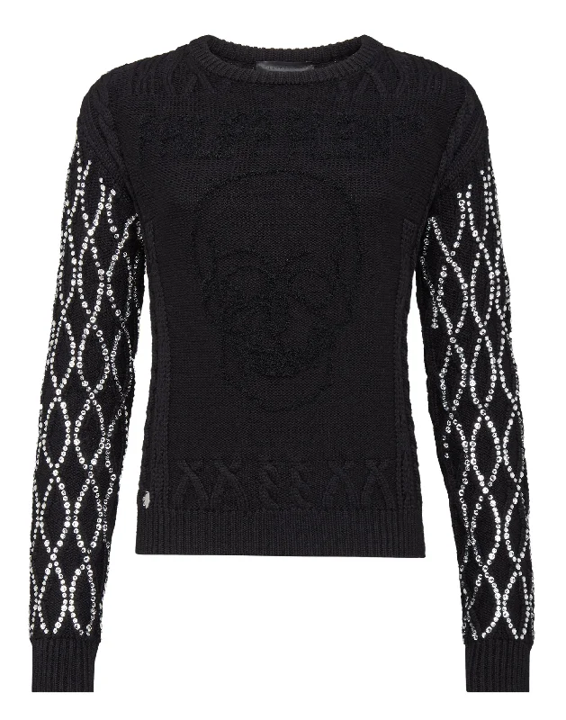 turtleneck sweaters for womenPullover Round Neck SS Skull