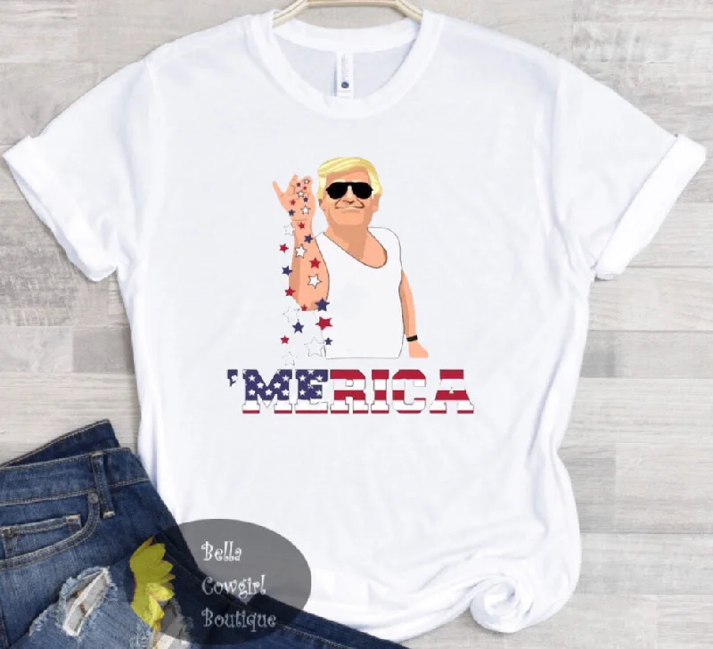 relaxed fit women’s T-shirtsSalty 'Merica Trump Patriotic American T-Shirt