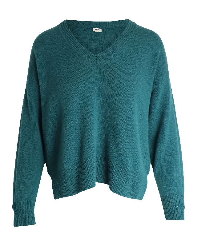 boho chic sweaters for womenBa&Sh V-neck Knit Sweater in Green Cashmere