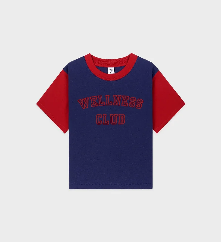 stylish graphic women’s T-shirtsWellness Club Color Block Cropped Tee - Navy/Ruby