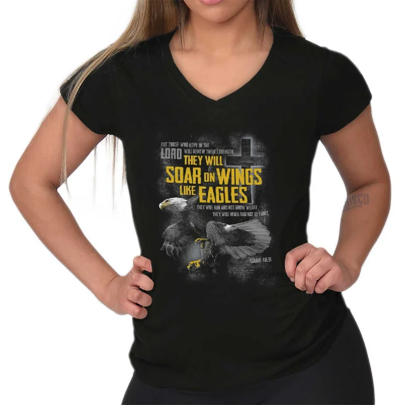 women’s graphic T-shirtsWings like Eagles Junior Fit V-Neck T-Shirt