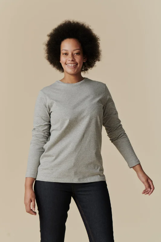 women’s T-shirts with slogansWomen's Long Sleeve T Shirt - Grey Marl