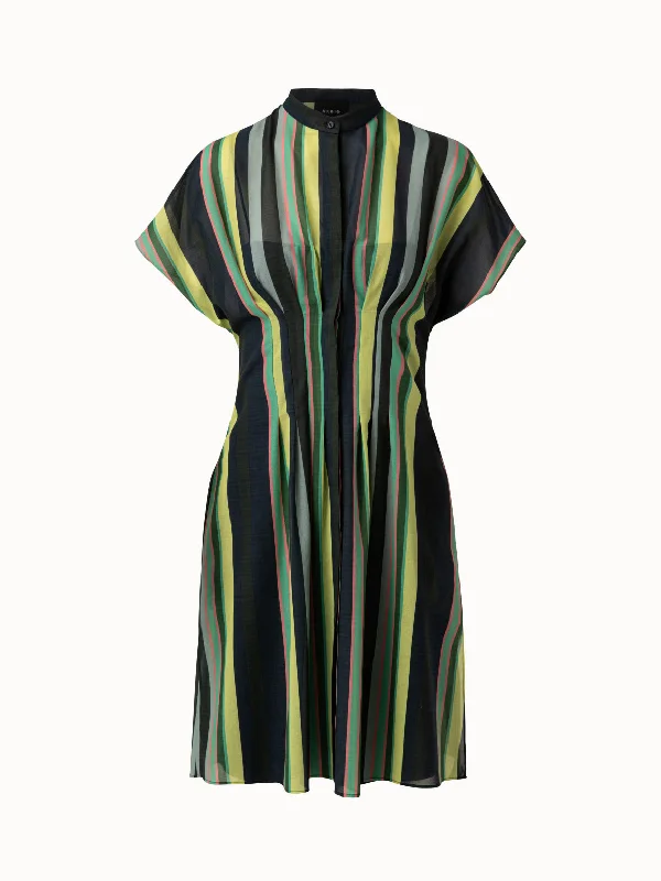 Trendy cocktail dresses & jumpsuitsCotton Voile Dress with Polychromatic Stripes Print