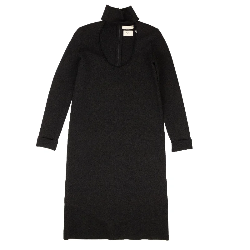 women's party sweatersBOTTEGA VENETA Black Scoop Neck Knit Dress