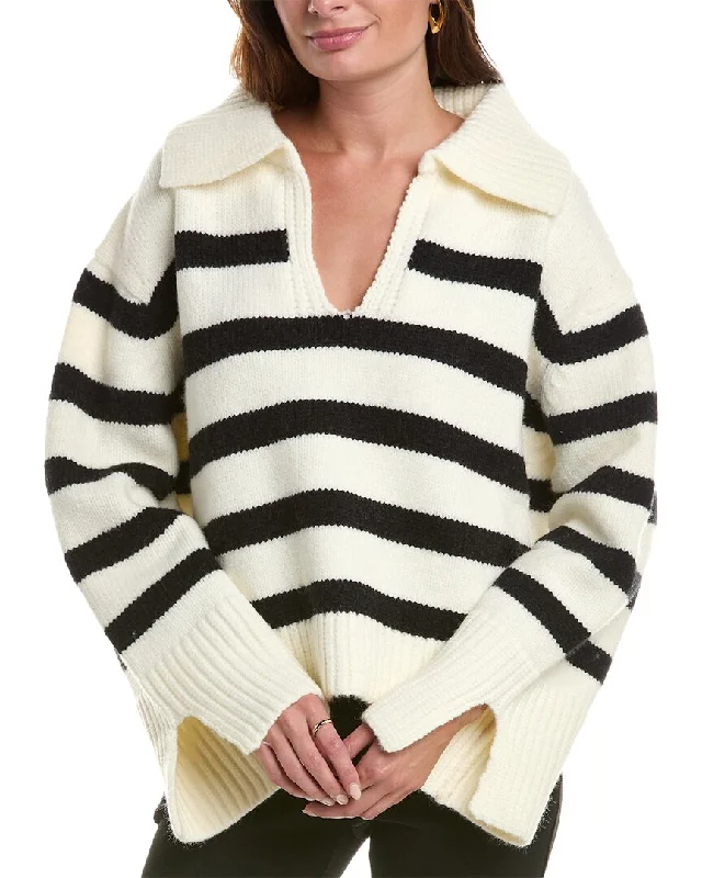 women's neutral tone sweatersAvantlook Womens  Striped Sweater, L, Black