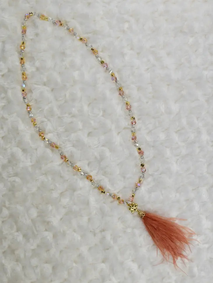 women's summer tank topsBead & Crystal Feather Charm Necklace