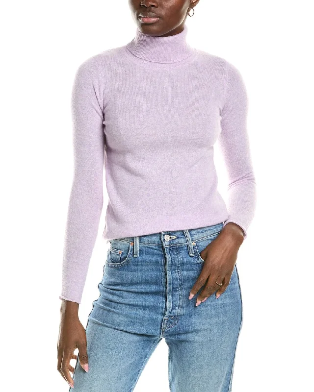 comfortable women's sweaterssofiacashmere Roll Cuff & Hem Turtleneck Sweater