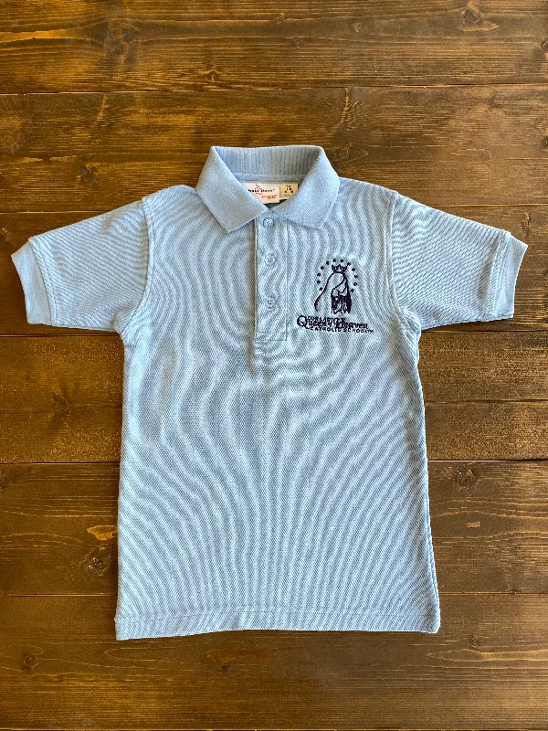 women's silk topsOLQH Light Blue Boy Knit Polo S/S