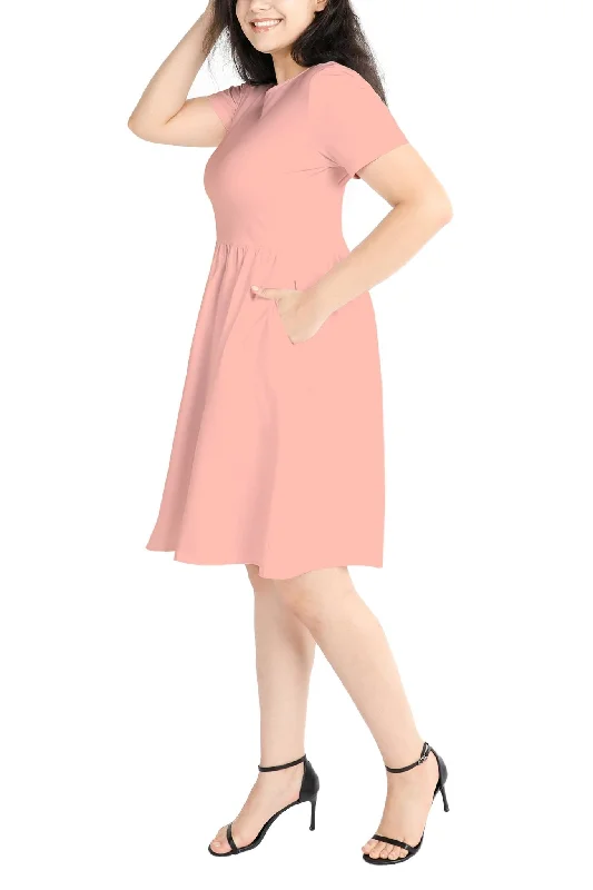 Petite size dresses & jumpsuitsMinimalist Casual Midi Dress with Pockets, Pink