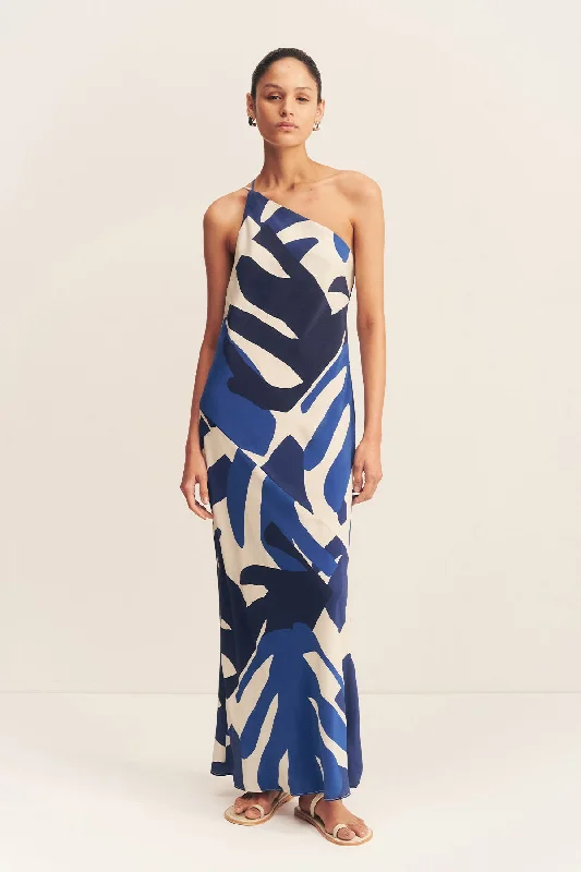 Summer cocktail dresses & jumpsuitsEDWARD SILK ONE SHOULDER COWL MAXI DRESS