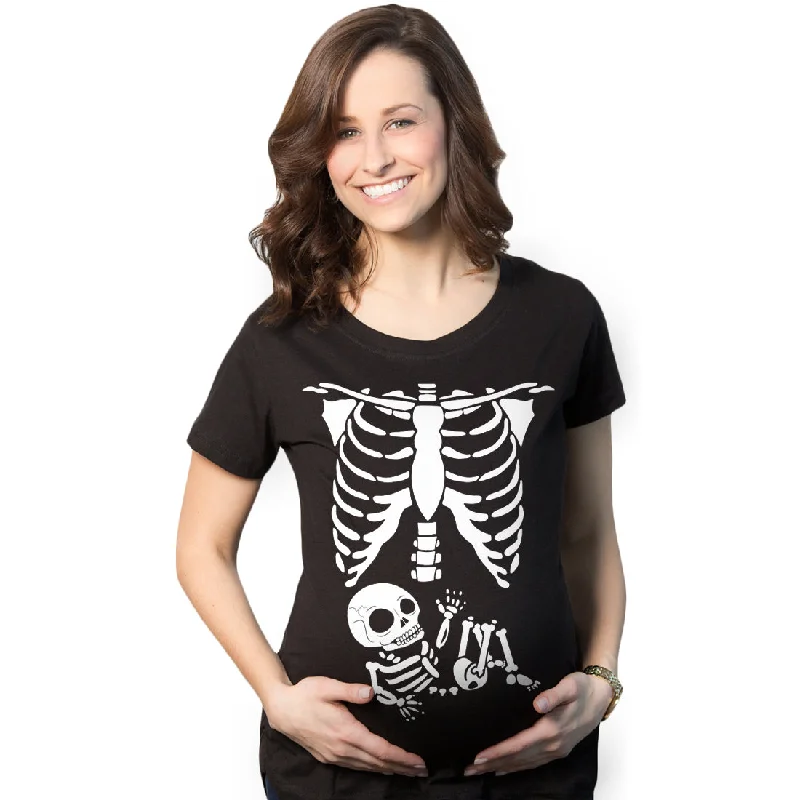 relaxed fit women’s T-shirtsWhite Skeleton Rib Cage Maternity T Shirt