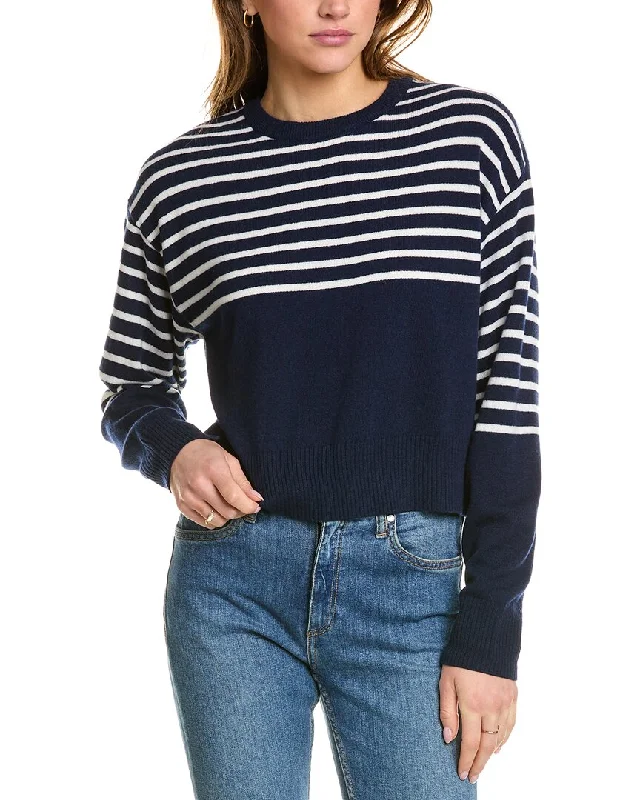 classic knit sweaters for womenMonrow Stripe Wool & Cashmere-Blend Sweater