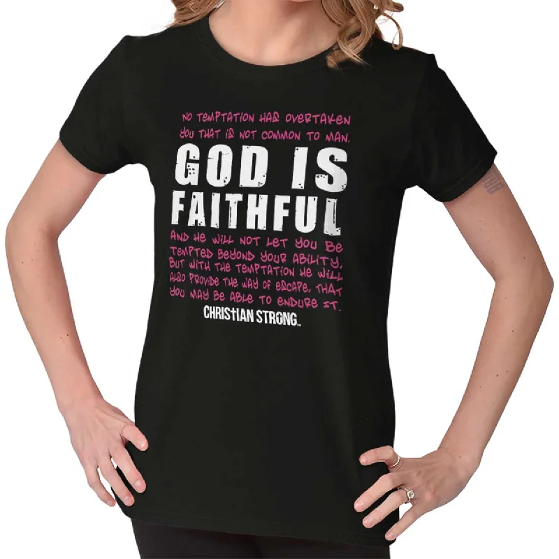 cozy women’s T-shirts for loungingGod is Faithful Chri Ladies T Shirt