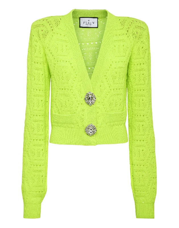 luxury women's sweatersFluo Knit Cardigan Monogram