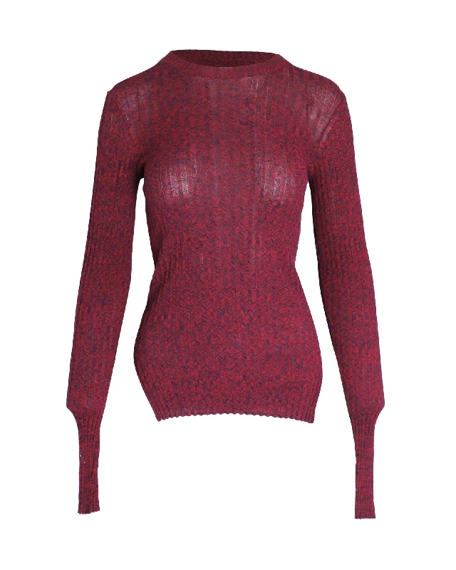 women's knitted cardigansCeline Ribbed Sweater in Burgundy Cotton