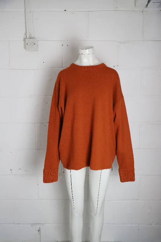 women's cozy knit sweatersJason Wu Side-Up Crewneck Sweater in Orange Cashmere