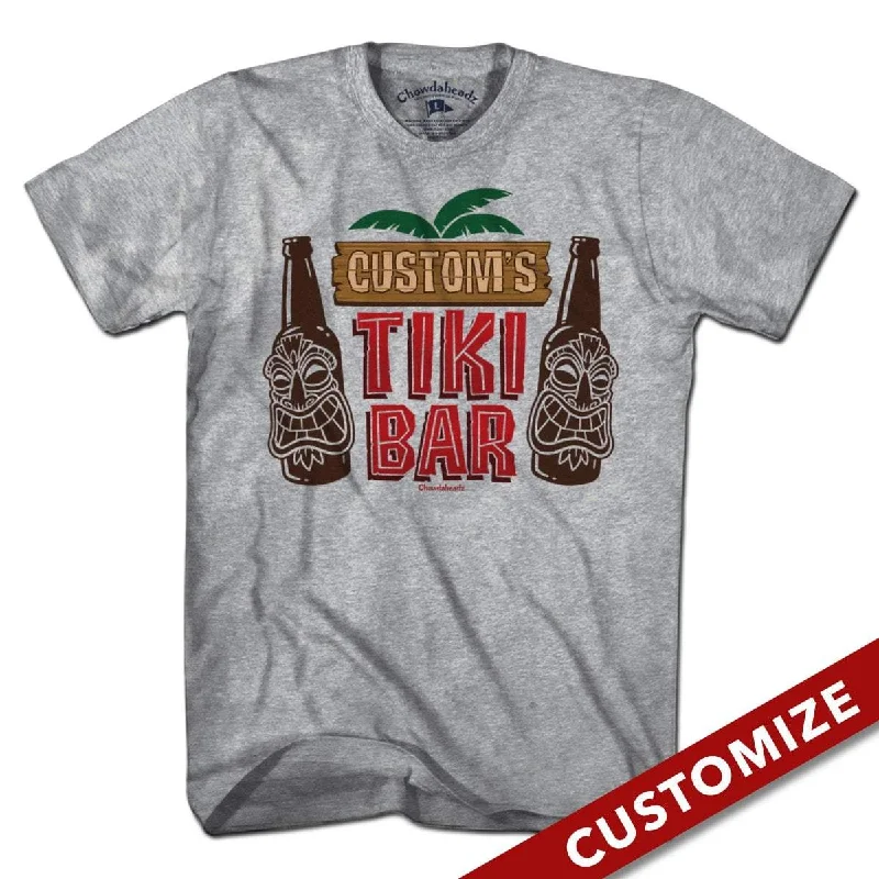 trendy women’s T-shirts for summerCustom Name's Tiki Bar T-Shirt