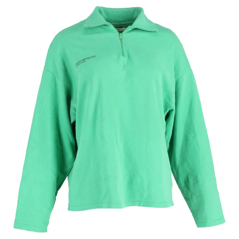 casual women's sweatersPangaia Double Jersey Half Zip Sweatshirt in Green Cotton