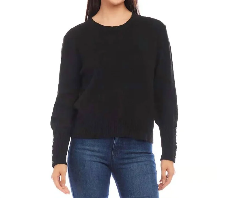 women's oversized sweatersButton Sleeve Sweater In Black