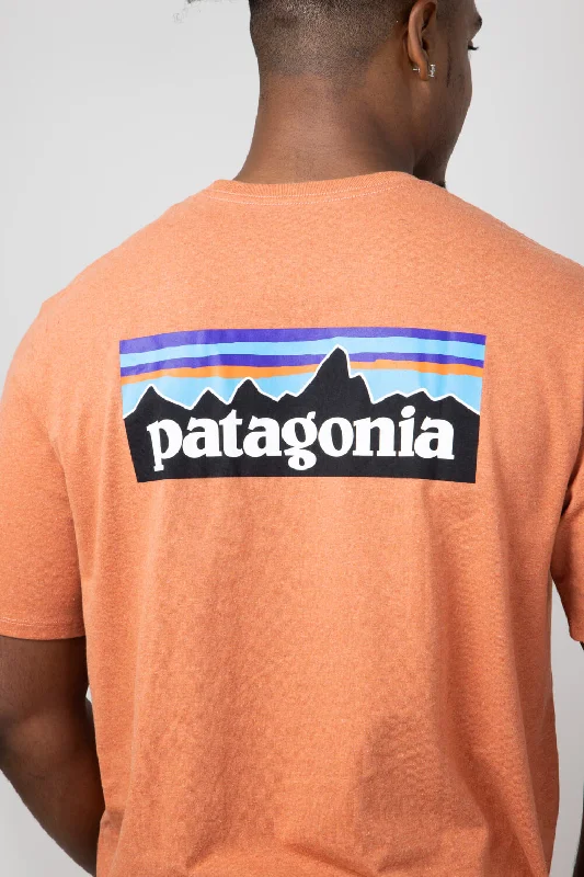 striped tops for womenPatagonia Men’s P-6 Responsibili-Tee T-Shirt in Redtail Rust | 38504-RTLR