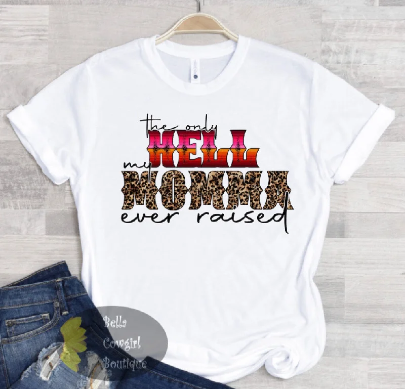 casual stylish women’s T-shirtsThe Only Hell My Momma Ever Raised Leopard Ombre Western T-Shirt