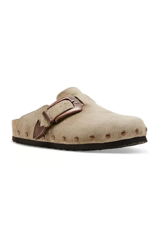 denim tops for womenMadden Girl Pepper Buckle Clogs for Women in Taupe | PEPPER-TAUPE