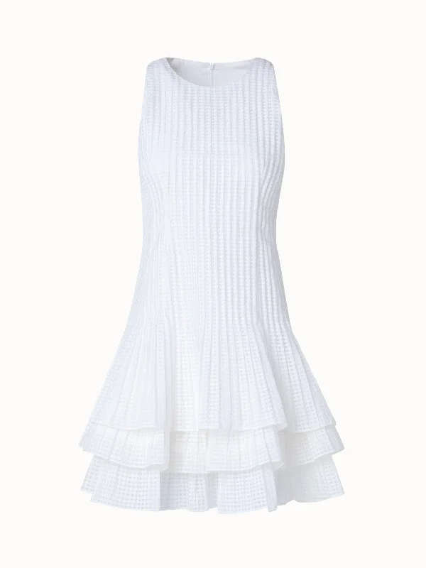 Knit dresses & jumpsuitsShort Sleeveless Dress with Pleated Skirt in Semi-Sheer Organza