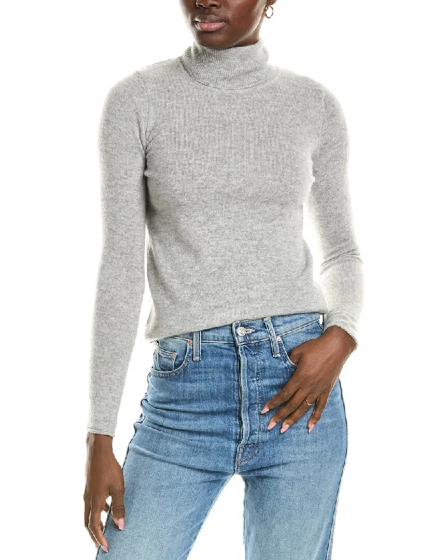 women's trendy fall sweaterssofiacashmere Roll Cuff & Hem Turtleneck Sweater