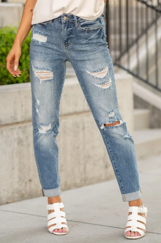 high rise distressed jeansAnniston High Rise Boyfriend Regular & Plus Sizes